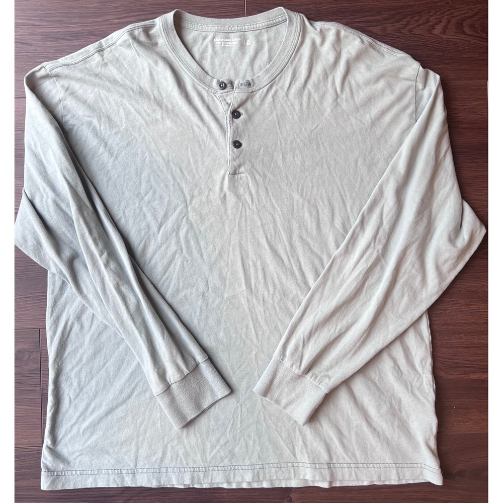 Abercrombie & Fitch Soft A&F Essentials Oversized Henley Shirt Mens XL Green LS